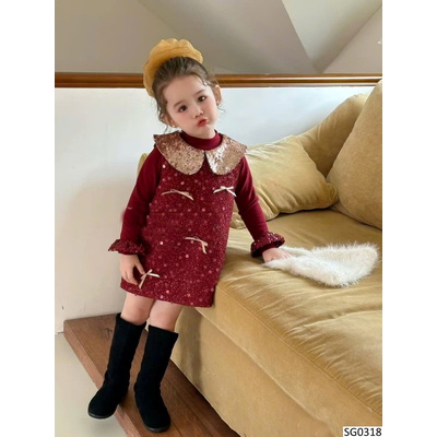 SG0318 SET VÁY ĐỎ CỔ SEN BLING BLING