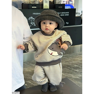 ST6991 BỘ NỈ KẺ CÁ MẬP CHO BÉ