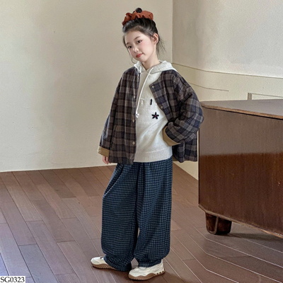 SG0323 SET ÁO CARO SIZE ĐẠI BÉ GÁI 