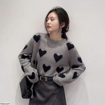 SM4169 SET ÁO LEN TIM MIX CHÂN VÁY DÁNG A CHO NỮ 