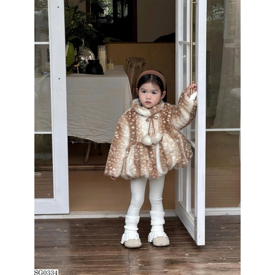 SG0334 SET ÁO KHOÁC LÔNG HỌA TIẾT NAI PHỐI QUẦN LEN