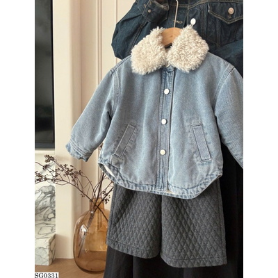 SG0331 SET ÁO KHOÁC JEANS PHỐI QUẦN CHẦN BÔNG BG
