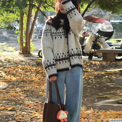 AM0499 ÁO KHOÁC LEN CARDIGAN HOẠ TIẾT
