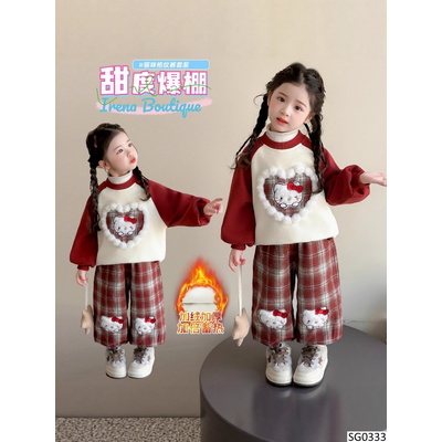 SG0333 SET NỈ KITTY CARO ĐỎ LÓT LÔNG BG