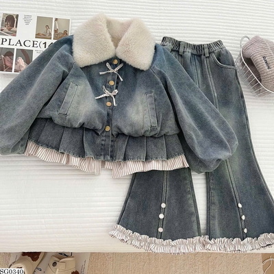 SG0340 SET ÁO KHOÁC PHỐI QUẦN JEANS LOE