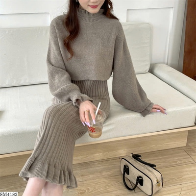 SM4182 SET LEN ÁO PHỐI ĐẦM 2 MẢNH
