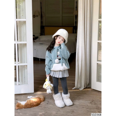 SG0368 SET ÁO LEN MIX QUẦN VÁY CHẤM BỊ CHO BÉ