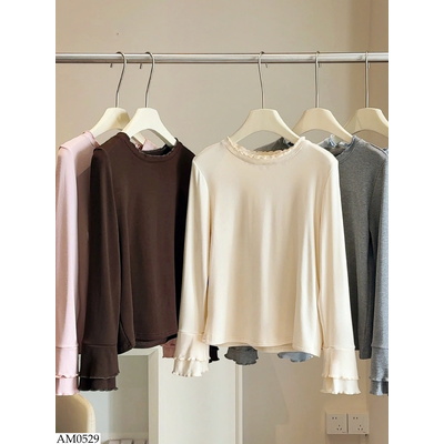 AM0529 ÁO THUN DÀI TAY VIỀN BÈO ANNA