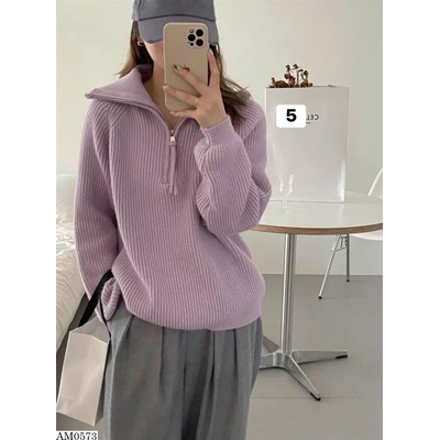 AM0573 ÁO LEN CAO CỔ KHOÁ KÉO