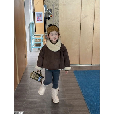 SG0384 SET ÁO KHOÁC DA LÓT LÔNG PHỐI QUẦN LEGGING BG