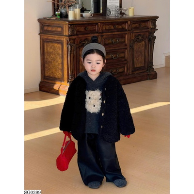 SG0399 SET ÁO KHOÁC LÔNG PHỐI BỘ NỈ HÌNH CÚN  BG