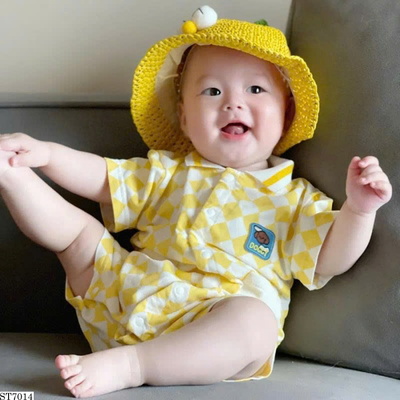 ST7014 BỘ ĐỒ MÙA HÈ KẺ Ô VUÔNG MÀU VÀNG BT