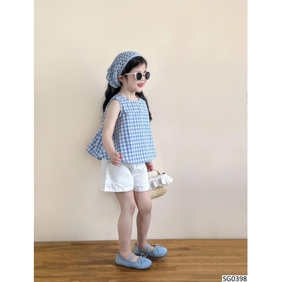 SG0398 SET ÁO SÁT NÁCH CARO MIX QUẦN SHORT CHO BÉ