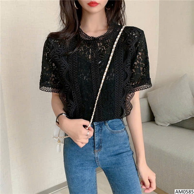 AM0585 ÁO REN TIỂU THƯ TAY NGẮN