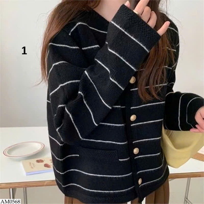 AM0568 ÁO CARDIGAN LEN KẺ NỮ