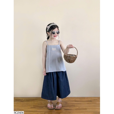SG0406 SET ÁO 2 DÂY MIX QUẦN ỐNG RỘNG BG