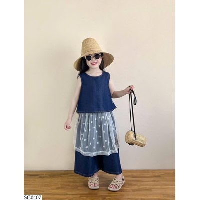 SG0407 SET DENIM PHỐI CV REN BG