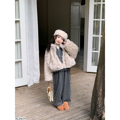 SG0419 SET BỘ XÁM MIX ÁO KHOÁC LÔNG BG