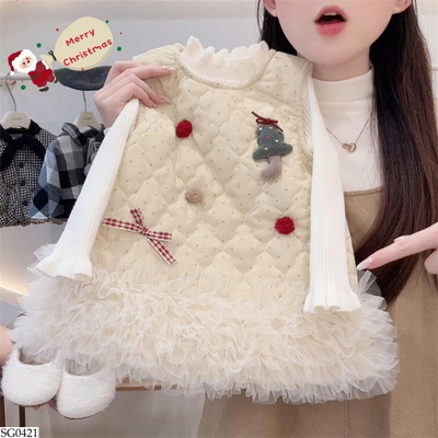 SG0421 SET ÁO CỔ BÈO MIX VÁY CHẤM BI BG