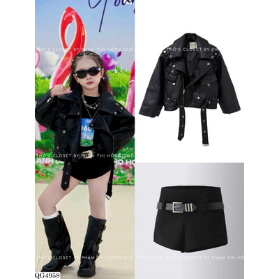 QG4958 QUẦN SHORT ĐEN KÈM THẮT LƯNG CÁ TÍNH BG