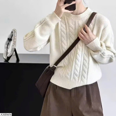 AM0604 ÁO LEN CỔ TRÒN TRƠN MÀU