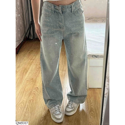 QM5317 QUẦN JEAN SUÔNG ĐÍNH ĐÁ NỮ