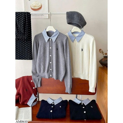 AM0610 ÁO CARDIGAN PHỐI CỔ SƠ MI