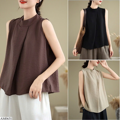 AM0631 ÁO SÁT NÁCH XẾP LY TO KIỂU CỔ YẾM 