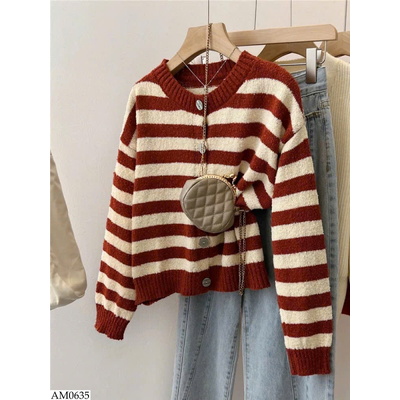 AM0635 ÁO CARDIGAN LEN KẺ CHO NỮ