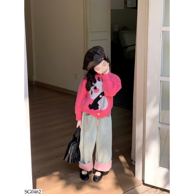 SG0462 SET ÁO LEN GẤU MIX QUẦN JEAN SUÔNG BG