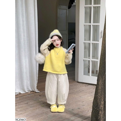 SG0463 SET ÁO LEN PHỐI MÀU MIX QUẦN SUÔNG BG