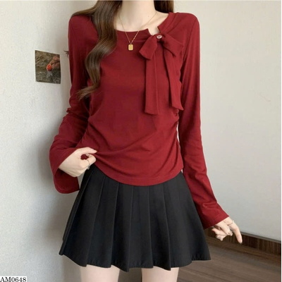 AM0648 ÁO DÀI TAY PHỐI NƠ THỜI TRANG