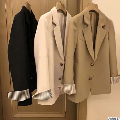 AM0667 ÁO BLAZER MIX TAY KẺ