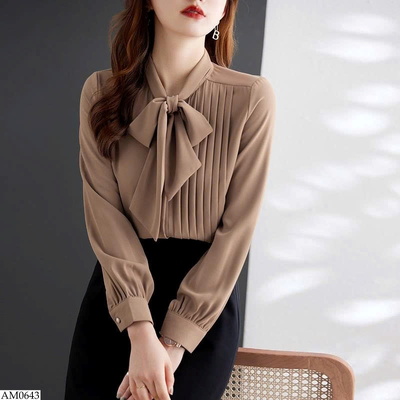 AM0643 ÁO SƠ MI NỮ CỔ NƠ CÔNG SỞ 