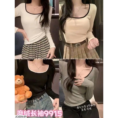 AM0649 ÁO THUN CỔ U DÀI TAY NỮ 