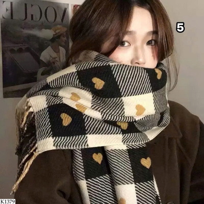 K1379 KHĂN CHOÀNG KẺ CARO HỌA TIẾT