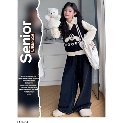 SG0484 SET ÁO LEN CÚN PHỐI QUẦN JEAN CHO BG