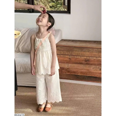 SG0475 SET ÁO 2 DÂY PHỐI QUẦN ỐNG RỘNG MÙA HÈ BG