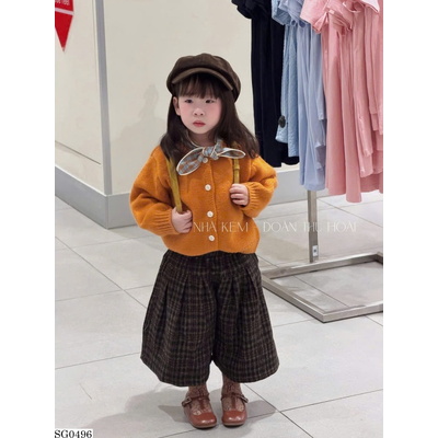 SG0496 SET ÁO CARDIGAN PHỐI QUẦN ỐNG RỘNG KẺ SỌC BG