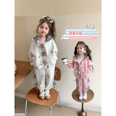 SG0508 BỘ NỈ LABUBU ÁO KHOÁC PHỐI QUẦN BO GẤU BG