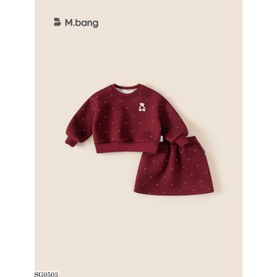 SG0503 SET NỈ ĐỎ CHẤM BI ÁO PHỐI CHÂN VÁY BG BABYCITY