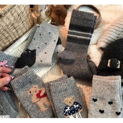 TC2114 SET 8 ĐÔI TẤT GẤU TONE XÁM CỰC ĐẸP