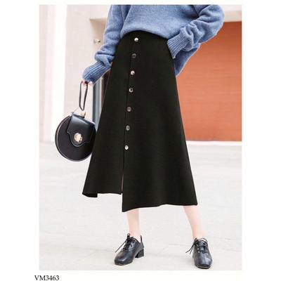 VM3463 CHÂN VÁY DÀI PHỐI HÀNG NÚT TRƯỚC