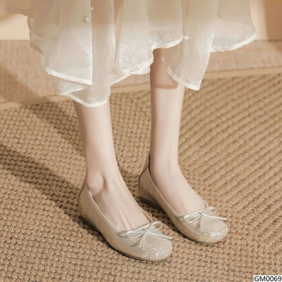 GM0069 GIÀY BÚP BÊ NƠ MŨI PHỐI KIM TUYẾN