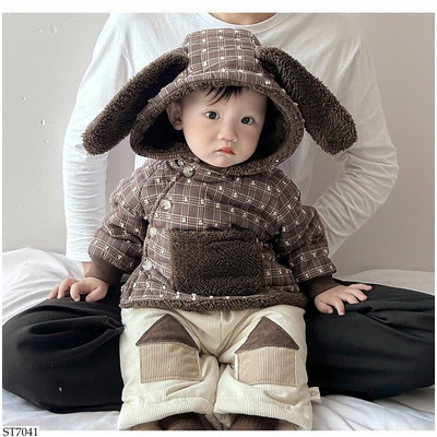 ST7041 SET KHOÁC TAI THỎ MIX QUẦN SUÔNG