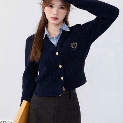 AM0747 ÁO LEN CỔ SƠ MI NỮ