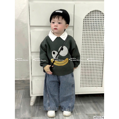 AT0374 ÁO LEN HỌA TIẾT HOẠT HÌNH CHO BÉ