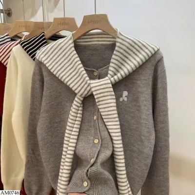 AM0746 ÁO LEN CARDIGAN KÈM KHĂN