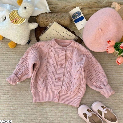 AG9082 ÁO CARDIGAN LEN TONE HỒNG