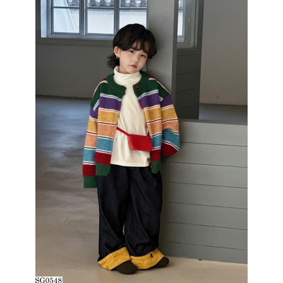 SG0548 SET ÁO CARDIGAN KẺ SỌC NHIỀU MÀU PHỐI QUẦN